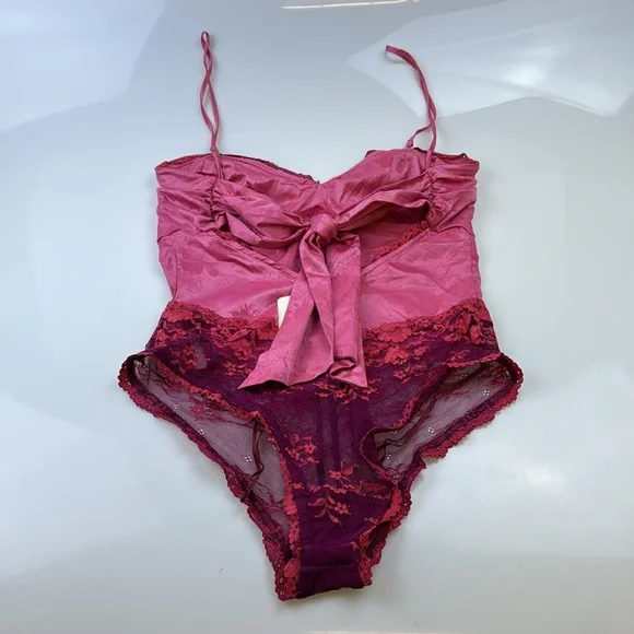 Free People Cocktail Hour Bodysuit / Velvet Rose N279-37 - Picture 4 of 5
